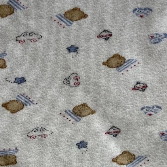 Little Me Vintage Bears Cars Stars Baby Blanket Striped Edges Cotton Lovey - Picture 3 of 6